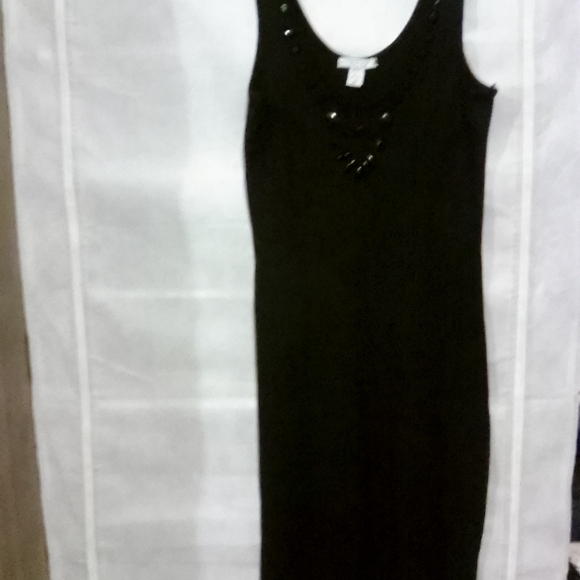 Black Sleeveless Dress with Studded V-Neck Kische Women's size Medium - Picture 5 of 6
